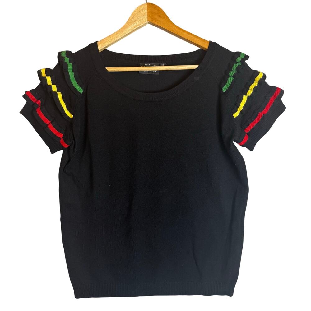 Voodoo Vixen Black Ruffled Short Sleeve T-Shirt